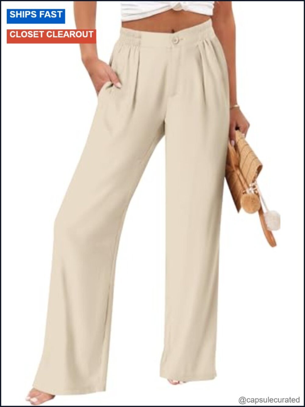 Button High Waist Wide Leg Palazzo Pants